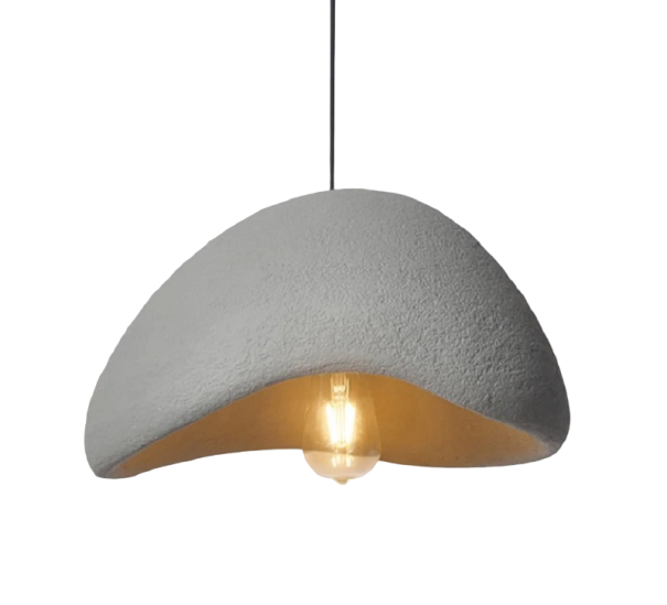 Modern Minimalist Ceiling Light in Warm White 90-260 V Hanging Japanese Lamp with E27 Bulb Rounded Ceiling Fixture 150 x 30 cm grey