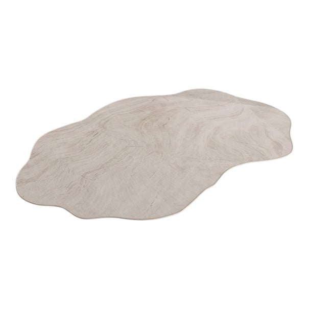 Modern Rug with Abstract Pattern 120 x 80 cm Irregular Shape Non-Slip Back Polyester Creamy Beige For Living Room and Bedroom 1