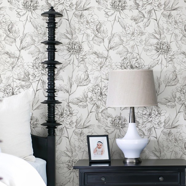 Modern Wallpaper 44 x 150 cm PVC Floral Pattern Waterproof Self-Adhesive Wall Decoration Kitchen Bathroom Living Room 1