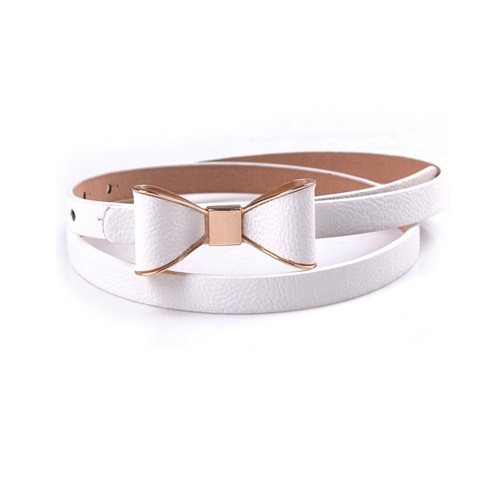 Modern Women's Belt with Bow white