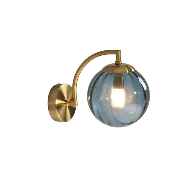 Moderná nástenná lampa s farebným sklom 19 x 26 x 10 cm Sklo a kov Patica E14 pre LED žiarovku Osvetlenie do spálne aj obývacej izby modrá