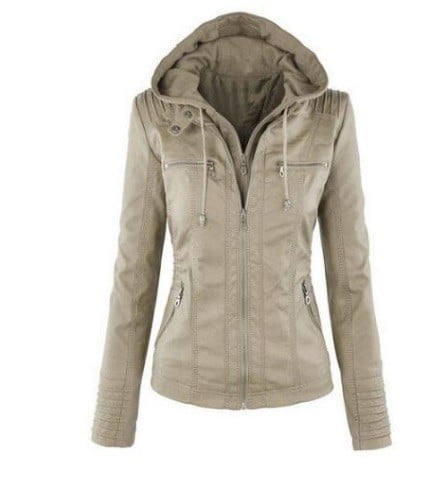 Moderne Damen Lederjacke J919 beige 3XL