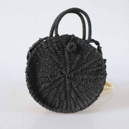 Moderne Damenhandtasche aus Rattan J1671 schwarz 23 cm