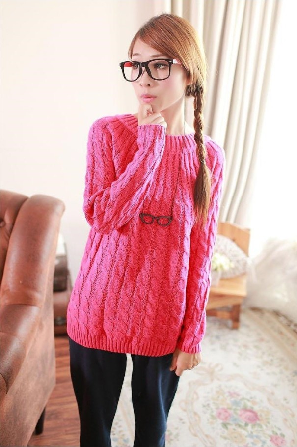 Moderné dámsky sveter - Ružový L