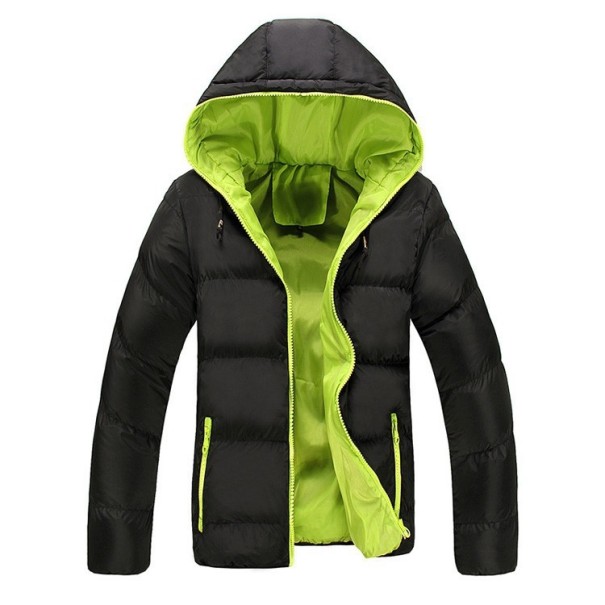 Moderne heren winterjas J2009 zwart-groen L