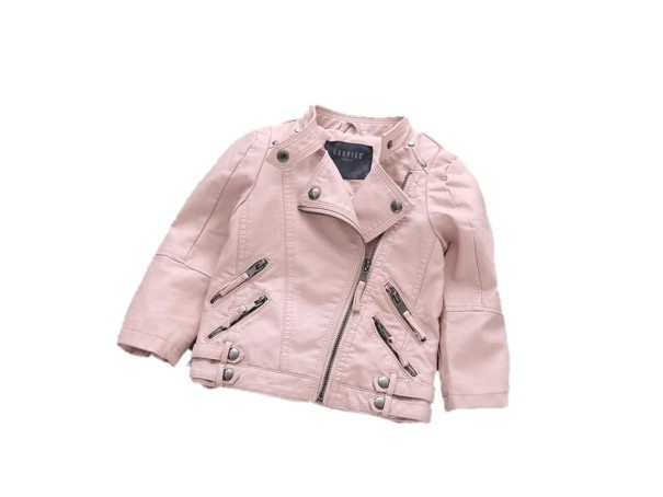 Moderne Kinder-Lederjacke J1236 rosa 3