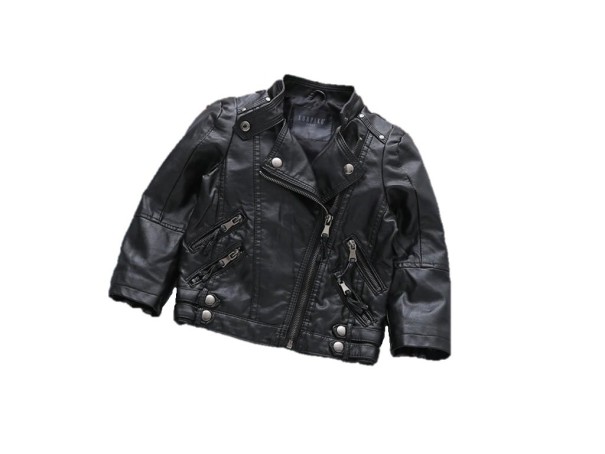 Moderne Kinder-Lederjacke J1236 schwarz 5