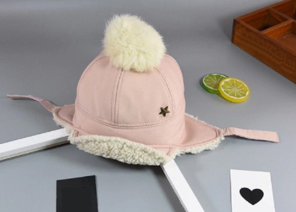 Moderne kinderwintermuts J1860 roze