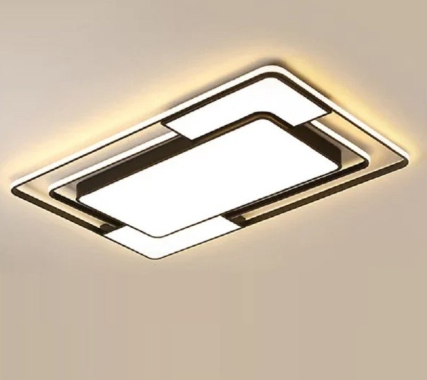 Moderne LED-Deckenleuchte, 98 W, minimalistische Farbtemperatur, umschaltbar, dimmbar, Fernbedienung, rechteckiger Kronleuchter 90 x 60 x 5 cm 1