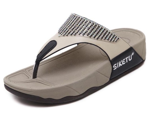 Moderne platform-flip-flops til kvinder sort 35