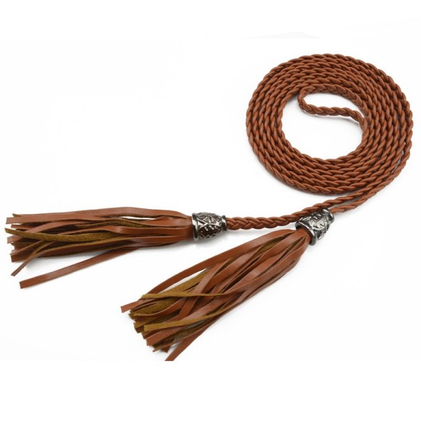 Moderne riem met franjes J3158 bruin