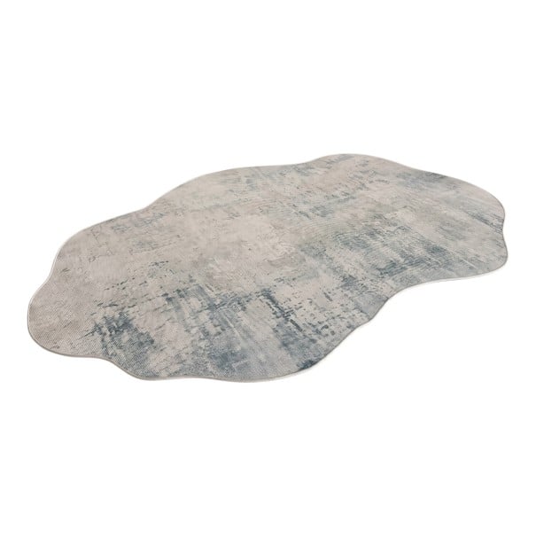 Moderne tapijt met abstract patroon 160 x 100 cm Onregelmatige vorm Antislip onderkant Polyester Grijs en blauw Voor de woonkamer en slaapkamer 1