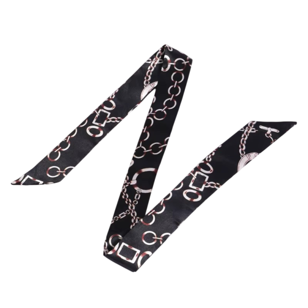 Moderner Damen Schal 4 × 100 cm Schmaler kleiner langer dünner multifunktionaler Accessoire Kopftuch Haarband Handtaschen Schmuck schwarz