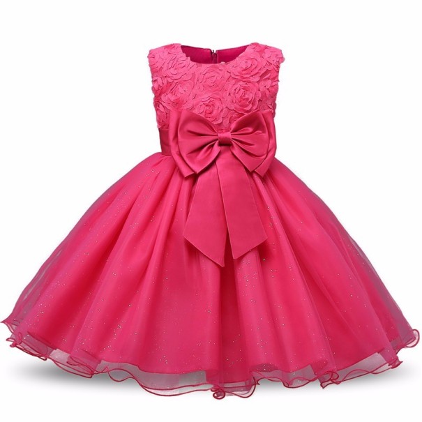 Modernes Mädchenkleid J2573 dunkelrosa 4
