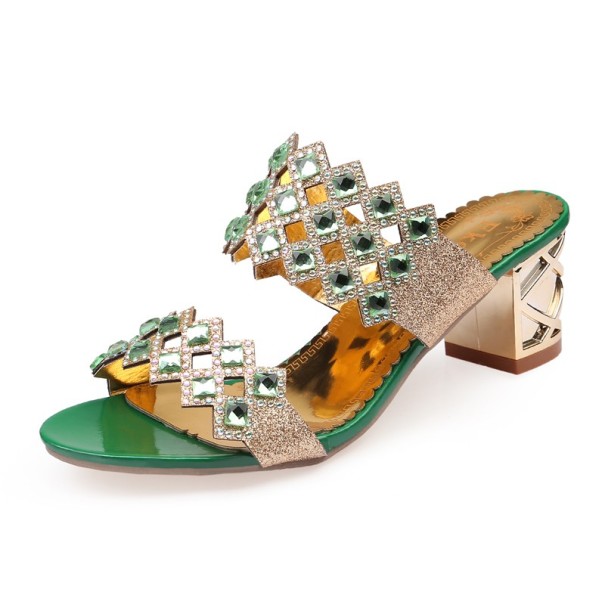 Moderní dámské pantofle zelená 39