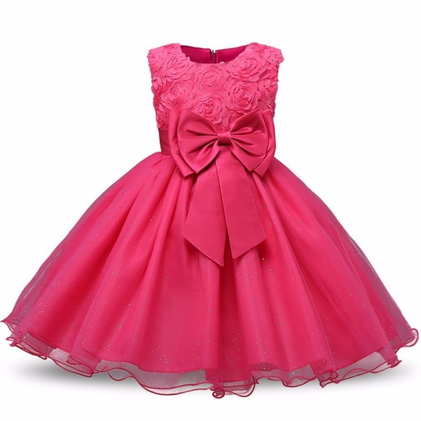 Moderní dívčí šaty J2573 tmavě růžová 6