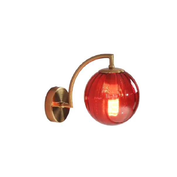 Moderní nástěnná lampa s barevným sklem 19 x 26 x 10 cm Sklo a kov Patice E14 pro LED žárovku Osvětlení do ložnice i obývacího pokoje červená