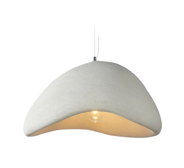 Moderný minimalistický luster z polystyrénu teplá biela 90-260 V Závesná japonská lampa so žiarovkou E27 Zaoblené stropné svietidlo 150 x 30 cm biela