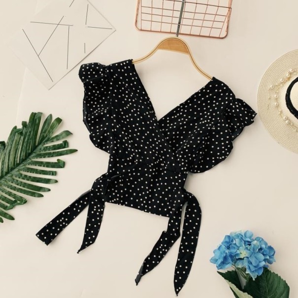 Modieuze blouse voor dames met stippen zwart