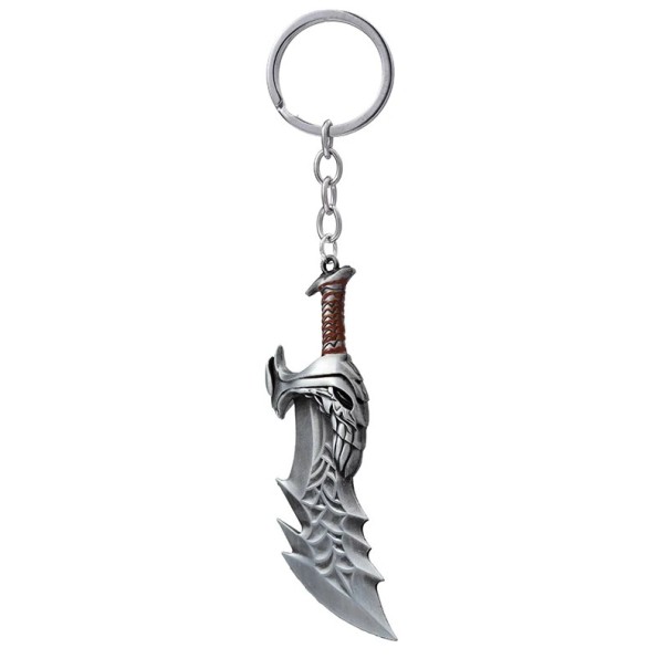 Modieuze sleutelhanger God of War 4 Kratos Bijl Demon 3 x 8,5 cm Metalen game sleutelhanger Decoratie voor rugzak zilver