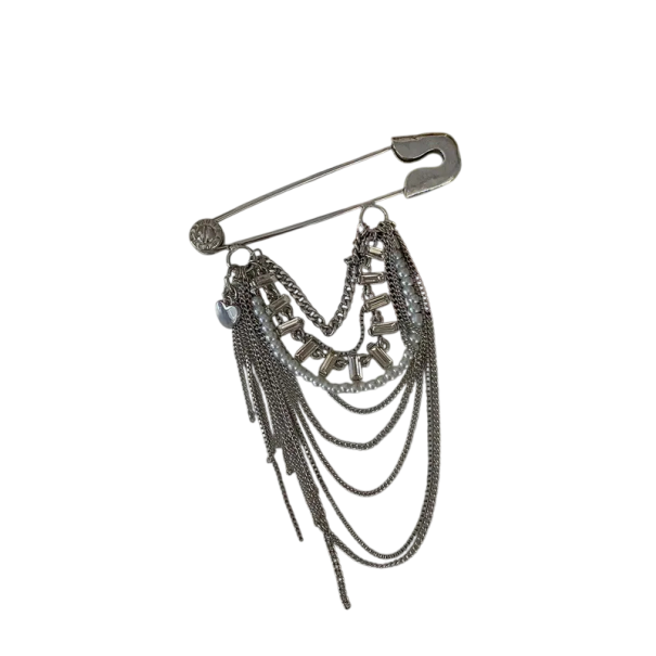 Modische Brosche mit Ketten an einer Sicherheitsnadel Mehrreihiges Kettendesign Elegantes metallisches Accessoire aus Zinklegierung für Frauen 1