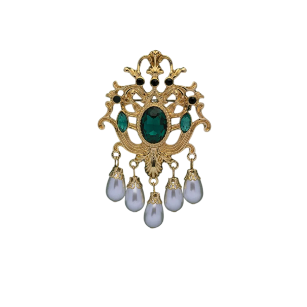 Modische königliche barocke Brosche Goldfarbener dekorativer Schmuck Zinklegierung mit farbigen Steinen Luxuriöses geformtes Accessoire für Bekleidung 3