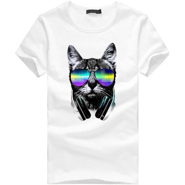 Modisches Herren-T-Shirt mit 3D-Motiv – DJ CAT XS