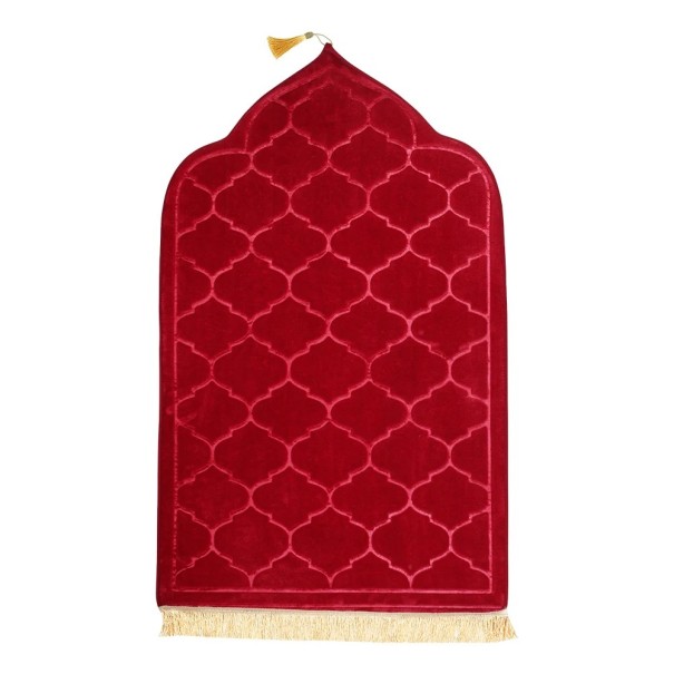 Modlitebná podložka 65 x 110 cm Mäkká islamská modlitebná podložka Ľahká skladacia cestovná verzia Elegantný dizajn Pohodlný povrch na modlitbu červená