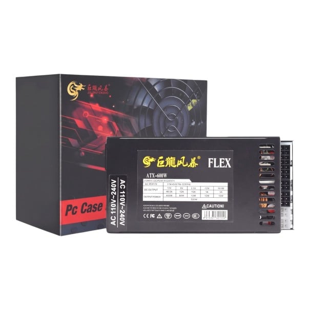 Modulær PC strømforsyning Flex ATX 16,5 x 8,2 x 4 cm 600 W med aktiv PFC og indgang 110–240 V i sort metalhus til mini-ITX gaming computer 1