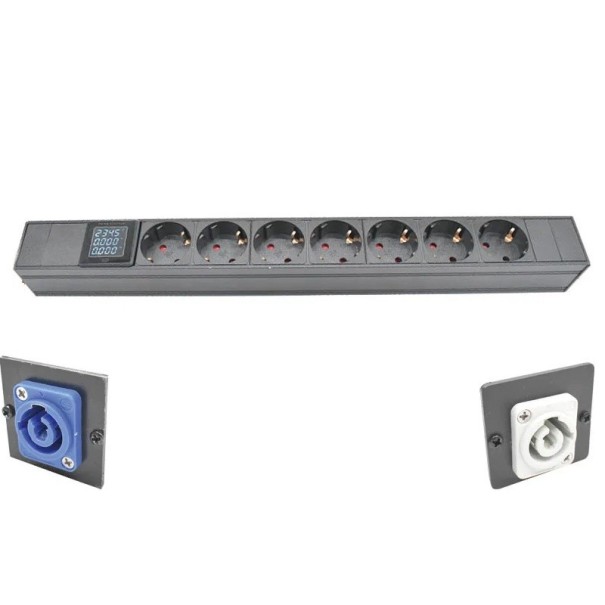 Modulo di presa con display e misuratore di consumo 7× EU 43,5 cm metallo lega di alluminio PC grigio per pannelli di lavoro e installazione 1