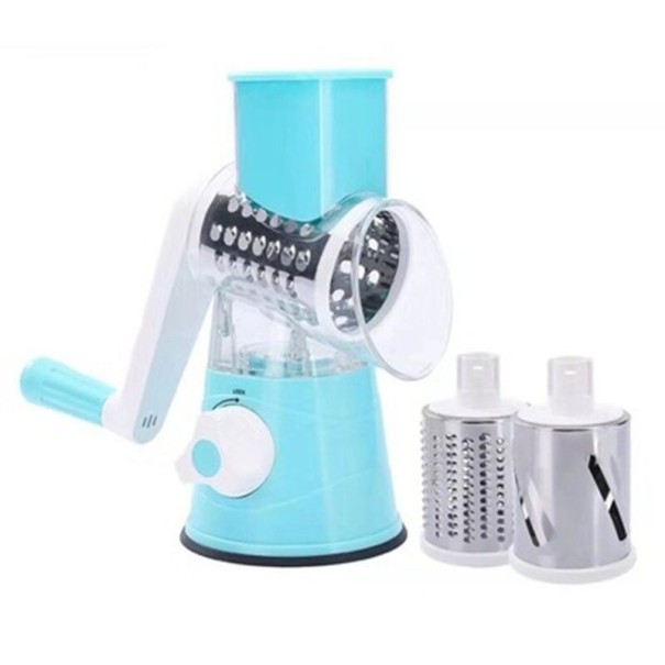 Moedor manual doméstico com 3 cilindros azul