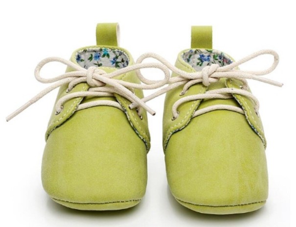 Mokasini in pelle per bambini verde chiaro 6-12 mesi