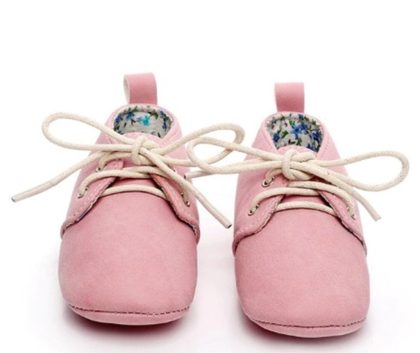 Mokassins en cuir pour enfants rose 6-12 mois