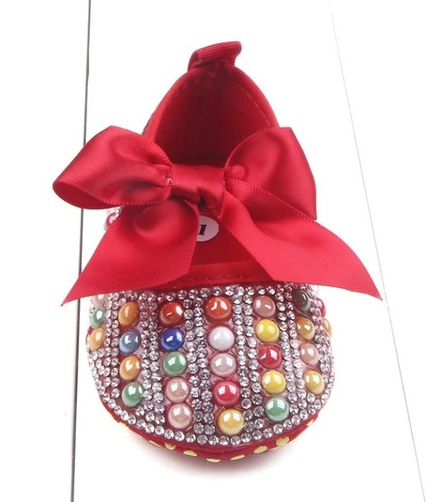 Mokassins pour filles avec pierres rouge 6-12 mois