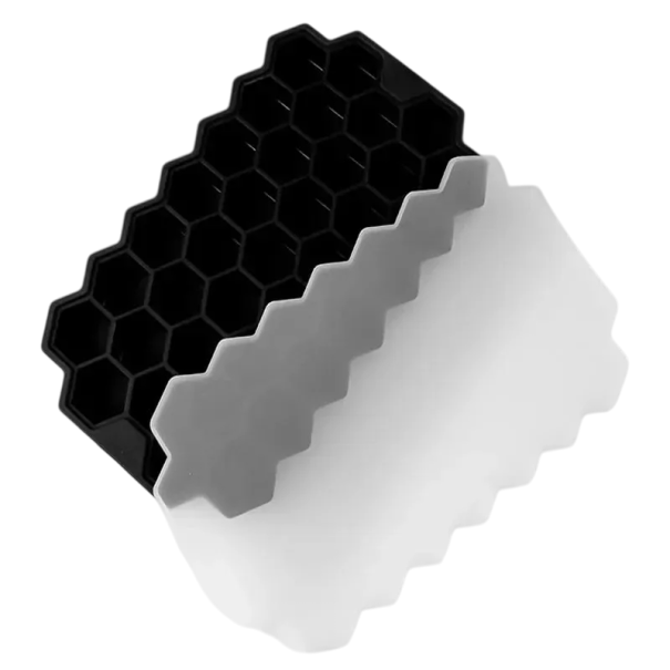 Molde de silicona para hielo de 20,5 × 12,5 cm, máquina para hacer hielo de gran capacidad con tapa, plástico de grado alimenticio, molde negro