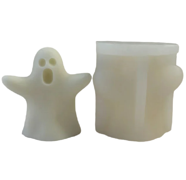 Molde de silicona para velas, pequeño molde con forma de fantasma aterrador, vela decorativa, fabricación de velas hechas a mano, decoración de Halloween, 7,1 x 7,5 cm 1