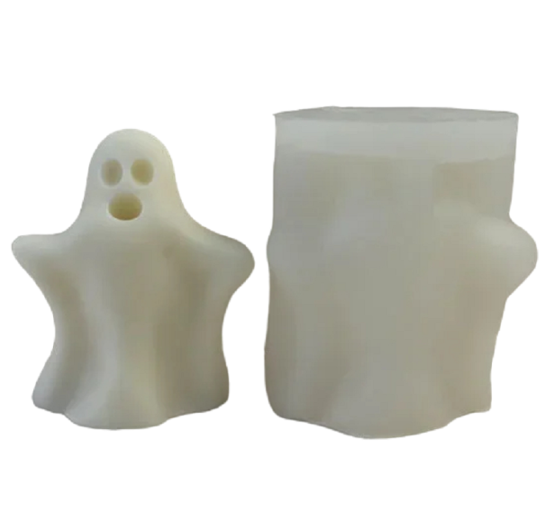 Molde de silicona para velas, pequeño y bonito molde con forma de fantasma, para velas decorativas, hechas a mano, para decoración de Halloween, 6,4 x 7,4 cm 1