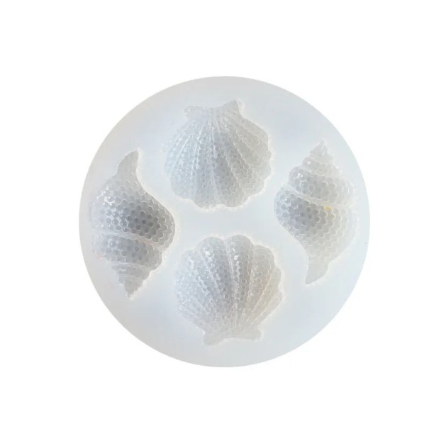 Molde de silicona redondo 6,4 x 6,4 x 1,2 cm Cuatro formas de conchas para verter resina, jabón, yeso, cera y decoraciones 1