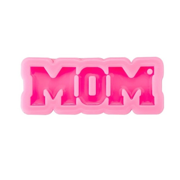 Molde de silicona rosa para resina 7,7 x 3 cm MOM mamá Molde para hacer joyas Llaveros Decoraciones Manualidades 1