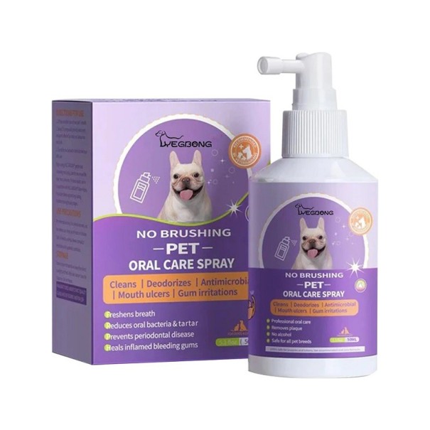 Mondspray voor katten en honden Langdurig werkende antibacteriële mondspray voor huisdieren Ademverfrisser voor honden en katten Mondhygiëne huisdieren 50 ml 1