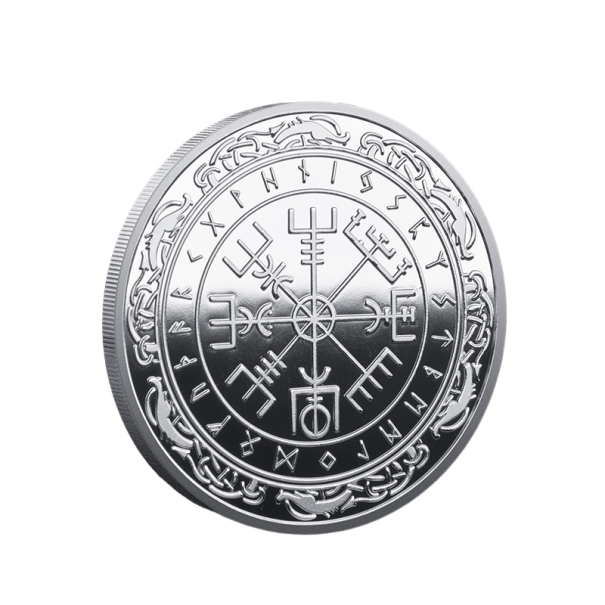 Moneda de colecție Viking Monedă placată cu rune comemorative placate cu aur nordic argint