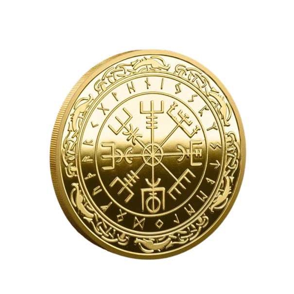 Moneda de colecție Viking Monedă placată cu rune comemorative placate cu aur nordic aur