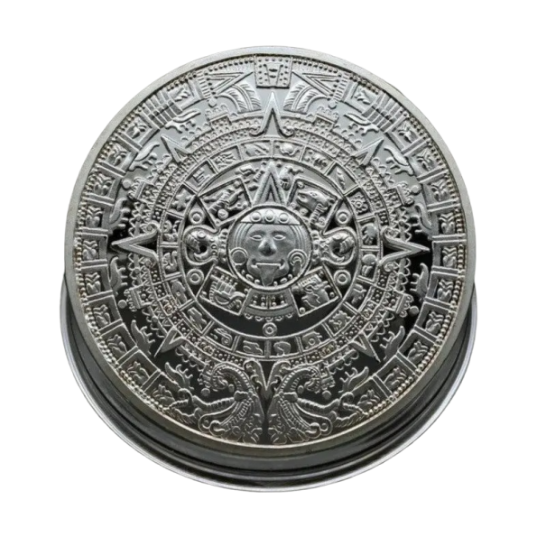 Moneta d'oro azteca Moneta da collezione placcata con il motivo del calendario maya Moneta commemorativa messicana con piramide 4 cm argento