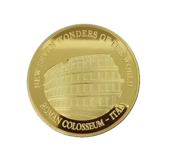 Moneta da collezione 4 cm dorata Sette meraviglie del mondo Colosseo Roma Italia moneta commemorativa decorativa per collezionisti 1