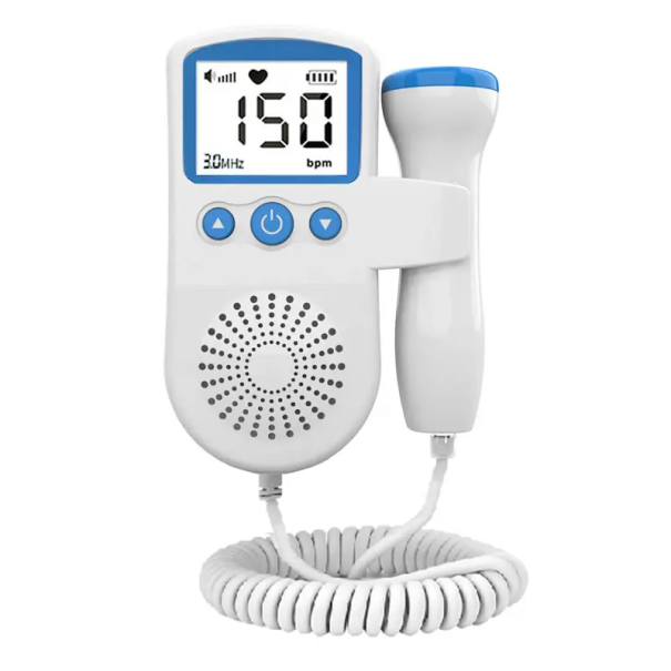 Monitor de batimentos cardíacos fetal portátil para grávidas Detetor electrónico de frequência cardíaca com ecrã LCD azul