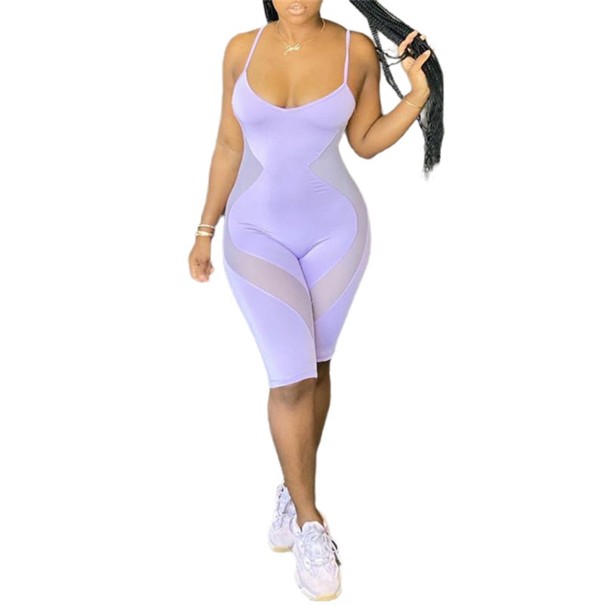 Mono corto ajustado para mujer morado claro L