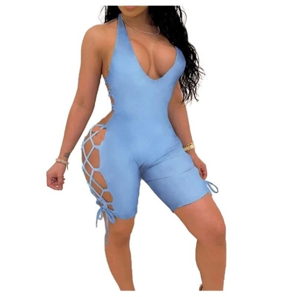 Mono corto de mujer con espalda descubierta azul claro L