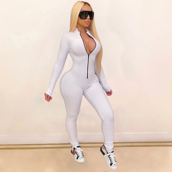 Mono deportivo mujer con cremallera blanco XS
