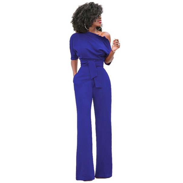 Mono largo de mujer con mangas asimétricas azul XL