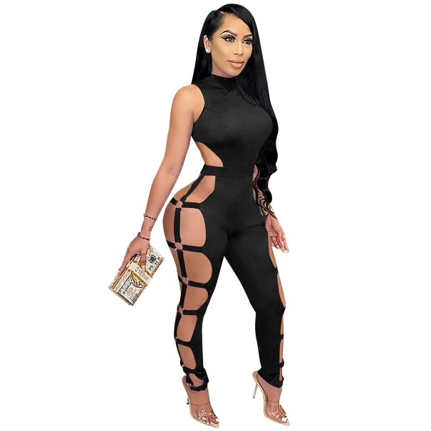 Mono sexy sin mangas para mujer B836 negro S